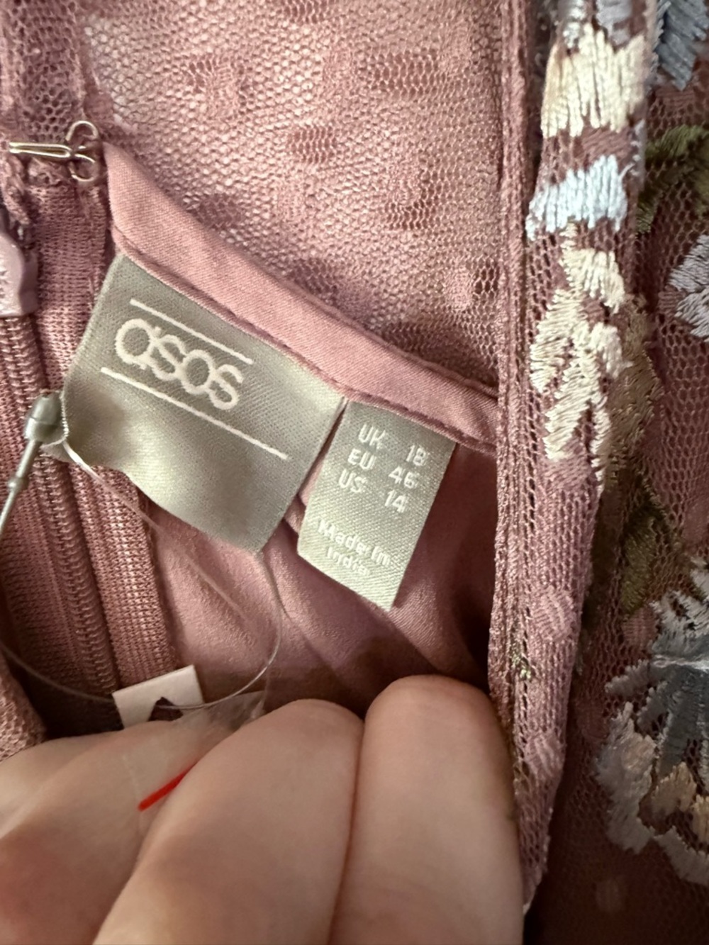 ASOS Dusty Mauve Lace Floral Dress - Picture 3 of 10